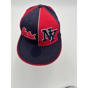 Vintage Caps Club NY New York Two Tone Baseball Hat  Red L/XL Fitted Good Cond